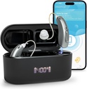 Aids auditivos (não amplificadores), Aids auditivos recarregáveis Bluetooth para idosos Adultos, Qualidade de som superior OTC Aid auditivo inteligente com cancelamento de ruído, Bluetooth habilitado e controle de aplicativo, 4 modos
