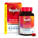 Megared Omega-3 Fish Oil + alta absorção Krill Oil 500mg Softgels, MegaRed Advanced 4in1 (80 contagem em uma garrafa) concentrado Omega-3 Fish & Krill Oil Supplement