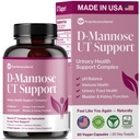 Pure D Mannose Cápsulas 1000mg por serviço - Suporte UTI de ação rápida - Limpeza de trato urinário & Saúde da bexiga - Cranberry, D-Mannose, Dandelion, Flor de Hibisco - 60 bonés vegetarianos