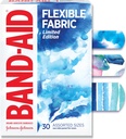 Band-Aid marca flexível tecido adesivo bandagens, proteção flexível confortável e cuidado de feridas para cortes menores e raspas, bandagem de primeiros socorros com um design de cor de água, tamanhos variados, 30 quilates