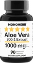 MONOHERB Aloe Vera 1000 mg - 200x Extract - 90 Cápsulas