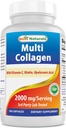Melhores pílulas de colágeno multi naturais 2000mg para mulheres e homens - cápsulas de colágeno hidrolisado para pele de cabelo e unhas com tipos I II III V X, biotina, ácido hialurônico e vitamina C