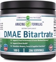 Fórmula incrível DMAE Bitartrate Powder Supplement 100 Grams □ 286 Servimentos □ Não-GMO □ Gluten-Free □ Made in USA