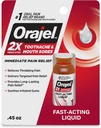 Orajel 2X Dor de dentes medicada e feridas de boca líquido, 0,45 fl oz