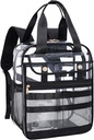 Mochila transparente de PVC transparente, grande bolso para trabalho e viagem (preto)