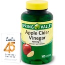 Apple Cider Vinagre 450mg. Spring Valley Apple Cider Vinagar Cápsulas 450 mg 100 Contagem, Não-GMO, Suplemento sem glúten Pacote com 45 Diabetes de Luall Descodificado