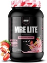 REDCON1 MRE Lite proteína alimentar inteira em pó, Strawberry Shortcake - Low Carb & Whey Substituição de refeição grátis com misturas de proteína animal - Suplemento fácil de digerir feito com óleos MCT (30 Servões)