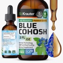 BIO KRAUTER® Suplementos de Menopausa para Mulheres* - Azul Cohosh Tintura 2 Fl.Oz 28 Dias de Abastecimento - Vegan Blue Cohosh Extrato para Apoio de Menopausa - Álcool e Açúcar Grátis - Relaxação e Bem-Estar das Mulheres