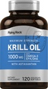Piping Rock Krill Oil Omega 3 Softgel Cápsulas , 1000mg , 120 contagem , EPA suplemento DHA com Astaxantina , força máxima , não-GMO, sem glúten