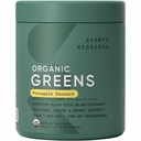 Esportes Research® Verdes orgânicos Superalimento em pó w/Spiriulina, chlorela, adaptogênios, enzimas, probióticos e 8 Bs VIT para gut & suporte de humor* - Vegan, açúcar-livre & baixo-cala abacaxi coco 30 Servings