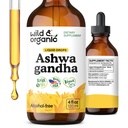 Wild & Organic Ashwagandha Drops - suplemento de apoio ao humor w / Ashwagandha extrato raiz - gotas líquidas para a mente calma - suplementos de relaxamento - açúcar & álcool - 4 fl oz