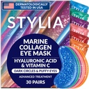 Stylia Colágeno & Vitamina C Sob Olhos Patches para Olhos Puffy & Círculos Negros - Decapagem, Hidratação e Firme Sob Máscara Ocular com Ácido Hialurônico - Vegan, Cuidados de pele sem crueldade (30 pares)