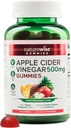 NatureWise Apple Cider Vinagre Gummies - 1000mg ACV por 2 + Vitamina B12 - Pectin Based Vegan, Gluten-Free, Non-GMO - 60 Contagem[30-Dia Fornecimento para 1000mg ou 2-Mês Fornecimento para 500mg]
