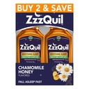 ZzzQuil Liquid Sleep Aid, Sono calmante, Difenidramina 50mg HCl, Camomila mel saborosa, Nighttime Sleep Aid Liquid, Sono Aids para adultos, 2 Pack, 24 FL OZ