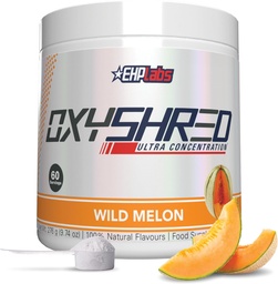 EHP Labs OxyShred pré-treino em pó e Shred suplemento - pré-treino em pó com L Glutamina e Acetil L Carnitina, Energia Boost Drink - Wild Melon, 60 Servings