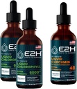 E2H: gotas líquidas de clorofila (2 embalagem - 4 Fl Oz) e curcumina cúrmica líquida (garrafa única - 2 Fl Oz)