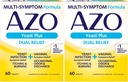 AZO Levedo Plus Comprimidos de alívio duplo, Infecção de levedura e alívio do sintoma vaginal, alívio de comichão e queimadura, 60 contagem (Pacote de 2)