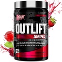 OUTLIFT Amped Max Dosed ALTO STIM pré-treino em pó, 6G Citrulina, 3,2G Beta Alanine, Alpha GPC, CognatiQ, Energia Extrema, Bombas Massivas, Força, Eletrolíticos, Nootrópicos, Fruit Punch, 22 Servings