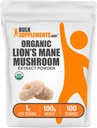 BulkSuplements.com Extrato de Cogumelo de Mane de Leão Orgânico Pó - Leões Mane Suplemento Pó, Superalimento para Bem-Estar - Vegan, 1g por Serviço, 100g (3,5 oz) (Pacote de 1)
