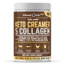 Colágeno Keto Creamer de café Pó 12,2 oz - Hidrolisado Colágeno Peptídeos com óleo de coco MCT, B12, Magnésio, Pó de proteína não aromatizado, Creme de café sem açúcar para smoothies & Baking