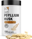 É justo! - Psyllium Husk, Suplemento de Fibra Dietária, Cápsulas Veggie, 1500mg por serviço, 150ct garrafa (150 contagem)