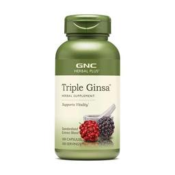 GNC Herbal Plus Triplo Ginsa Suplemento, Suporta Vitalidade, 100 Servings