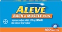 Aleve Comprimidos de dor nas costas e nos músculos, Atuação rápida durante todo o dia Alívio direcionado para dor de cabeça, músculo e dor nas costas, cápsulas de sódio Naproxeno, 220 mg, 100 contagem