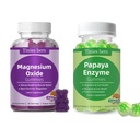 Tinies bers Papaya Enzima Gummies e Magnésio Oxide Gummies, Saúde Digestiva para Adultos e Crianças, Vegan, Livre de açúcar, Não-GMO, Pectina