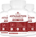 Astaxantina e Licopeno 70mg,Suplemento Astaxantina com Fosfatidilcolina, Luteína e Zeaxantina,Potencial Antioxidantes Suplemento (180 Cápsulas)