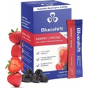 Blueshift Energy + Focus - Bebida energética super limpa para adultos, com Guarana, Chá Verde, Rhodiola, Cafeína, B Vitaminas para claridade e foco, Sem Açúcar - Varas de Pó (10 Pack)