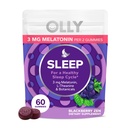 OLLY Sleep Gummy, 3 mg Melatonina, L-Theanina, Camomila e extratos de bálsamo de limão, Blackberry Flavor, fornecimento de 30 dias - 60 contagem
