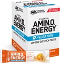 Pacotes de Hydration de Energia Amino Energia Optimum Nutrition, Pacotes de Vara de Pó de Energia On-the-Go, Onda de Tangerina, 25 Contagem