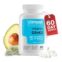 Vitamina D3 com K2-5000iu Vitamina D e 100 mcg Suplemento K em uma cápsula para máxima biodisponibilidade - Aumenta a Absorção de Cálcio para Saúde Cardiovascular, Imune e Osso (60 Cápsulas)