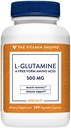 A vitamina Shoppe L-Glutamina 500MG, A forma livre Aminoácido, Suporta a recuperação muscular e saúde imunológica (300 Cápsulas)