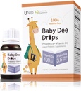 BabyDee Drops Probióticos (3,5 bilhões de UFC) + Vitamina D3 (400 UI) 100% Probiótico Líquido Livre de Aditivos e Vitamina D3 para lactentes, crianças e todas as idades