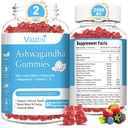2 Pacote Ashwagandha chicletes para mulheres homens, Açúcar grátis orgânico Ashwagandha chicletes Suplemento para relaxar Restauro equilíbrio, Vegan Gluten Free, 120 Contagem