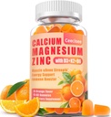 Gummies de zinco de magnésio de cálcio com pastilhas D3 &B6 &K2,1000mg de cálcio com 300mg de energia imunitária de suporte de magnésio para adultos e adolescentes, açúcar grátis(60 contagem)