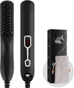 Barba Straightener Comb para homens - Homens elétricos profissionais atualizados Barba endireitar escova aquecida portátil anti-escalda 5 temperaturas ajustável e LCD Display com bolsa de transporte