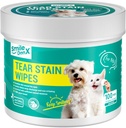 Toalhetes para cães e gatos, Lavagem de limpador de olhos de estimação remove a descarga, Crust, Debris e Gunk (100, Unscent)