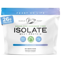Massa muscular Festival Whey Protein Isolate, Todos os hormônios naturais Free Pasture Criado, Whey Isolate Protein Pó para homens e mulheres, Limpo, não-GMO e sem glúten Isolate Protein - sem sabor, 2lb