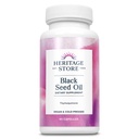 HERITAGE STORE Black Seed Oil Liquid Capsules 650mg, Nigella Sativa Oil Supplement with Thymoquinone, Omega 3 6 9, Antioxidante, Colesterol, Digestivo, Joint & Imune Support*, Vegan, 45 Serv, 90ct