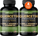 Gade Nutrition Quercetin with Vitamina C and Zinc - Nettle Quercetin - Quercetin 500mg - Quercetin with Bromelain - Zinc Quercetin + Vitamina D3-240 Veggie Caps - Não-GMO - Fornecimento de 4 meses