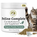Wholistic Pet Organics Feline Complete - 8 Oz - Pó multivitamínico e probiótico para gatos - Natural Cat Food & Suporte Digestivo