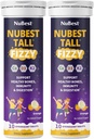 NuBest Tall Fizzy □ Força óssea, Imunidade, Saúde Digestiva para Crianças Idade 4+ e Adolescentes □ Probiótico, Cálcio, Magnésio de Algas Marinhas Vermelhas, Vitaminas