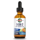 KAL D3 K2 DropIns 125 mcg / 500 mcg Vitamina Líquida D3 K2 Drops, Saúde Óssea, Saúde do Coração e Imune Suplemento de Suporte, sabor Citrus Natural, 60 dias de dinheiro de volta Garantia, Aprox. 59 Serv, 2 FL OZ
