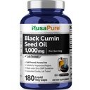 NusaPure Black Seed Oil 1.000 mg por Servindo 180 Cápsulas Softgel (Não-GMO, Vegetariano) Virgem Nigella Sativa Pressed a Frio. Hexane Livre