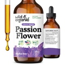Wild & Organic Passion Flower Tintura - Apoio ao humor - Suplemento de paixão calmante - Passiflora Incarnata Liquid Extract - Vegan, Sugar & Alcohol-Free Herb Drops - 4 fl oz