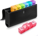 Sukuos Weekly Pill Organizer 4 vezes por dia com caixa de couro PU, grande caixa de pílula de 7 dias (cama de noite da noite da véspera), caso de pílula diária para vitamina / óleo de peixe / suplementos