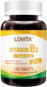 Lovita Vitamina B2 (Riboflavina) 100mg, Timed Release, 8 Horas Mantido, Suporte Metabolismo & Nerve Saúde, 130 Tablet Vegan