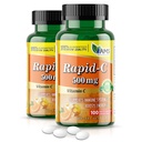 América Medic & Science Rapid-C 500mg Suplemento de vitamina C (2 pacote de 100 comprimidos) Booster de energia, suporte diário do sistema imunológico, antioxidante Vegan, ácido ascórbico não-GMO revestido para homens adultos e mulheres